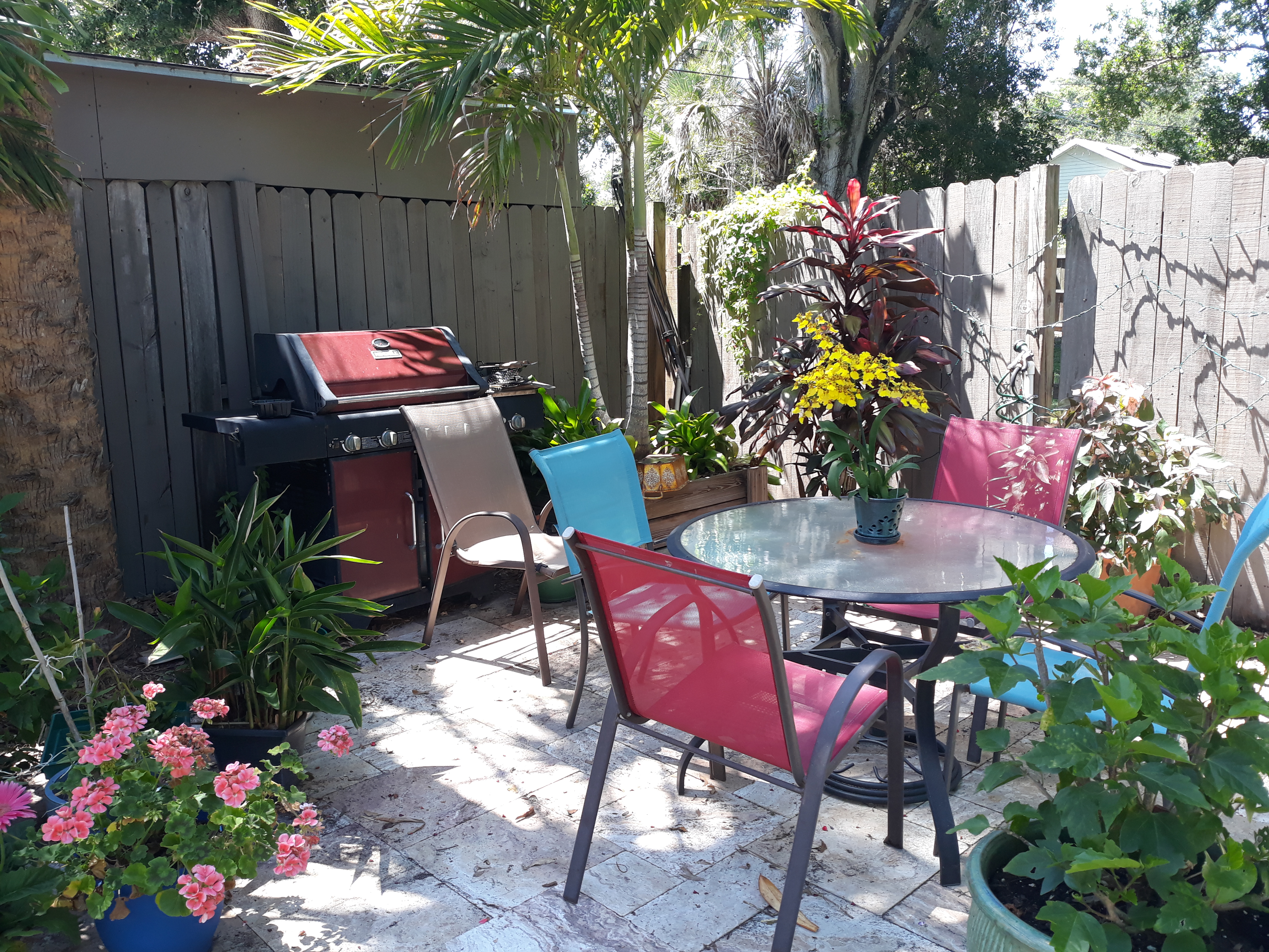 There is a BBQ on the patio.